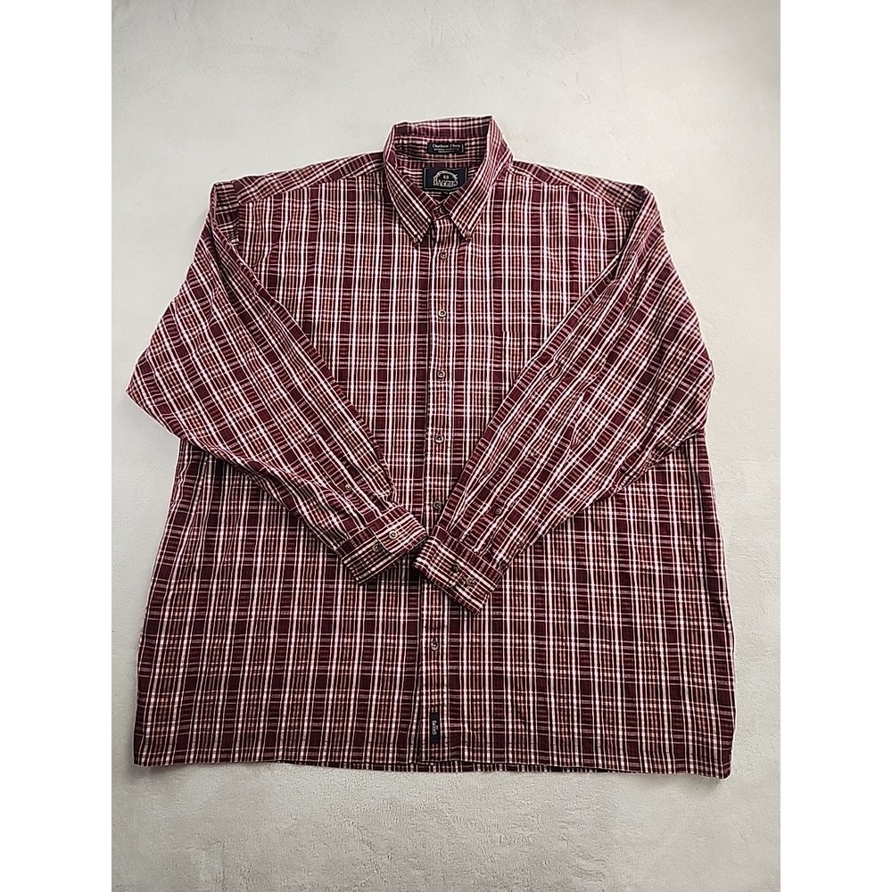 BD Baggies Mens 3XL Tall Red Plaid Print Cotton Button Front Shirt Chatham Cloth